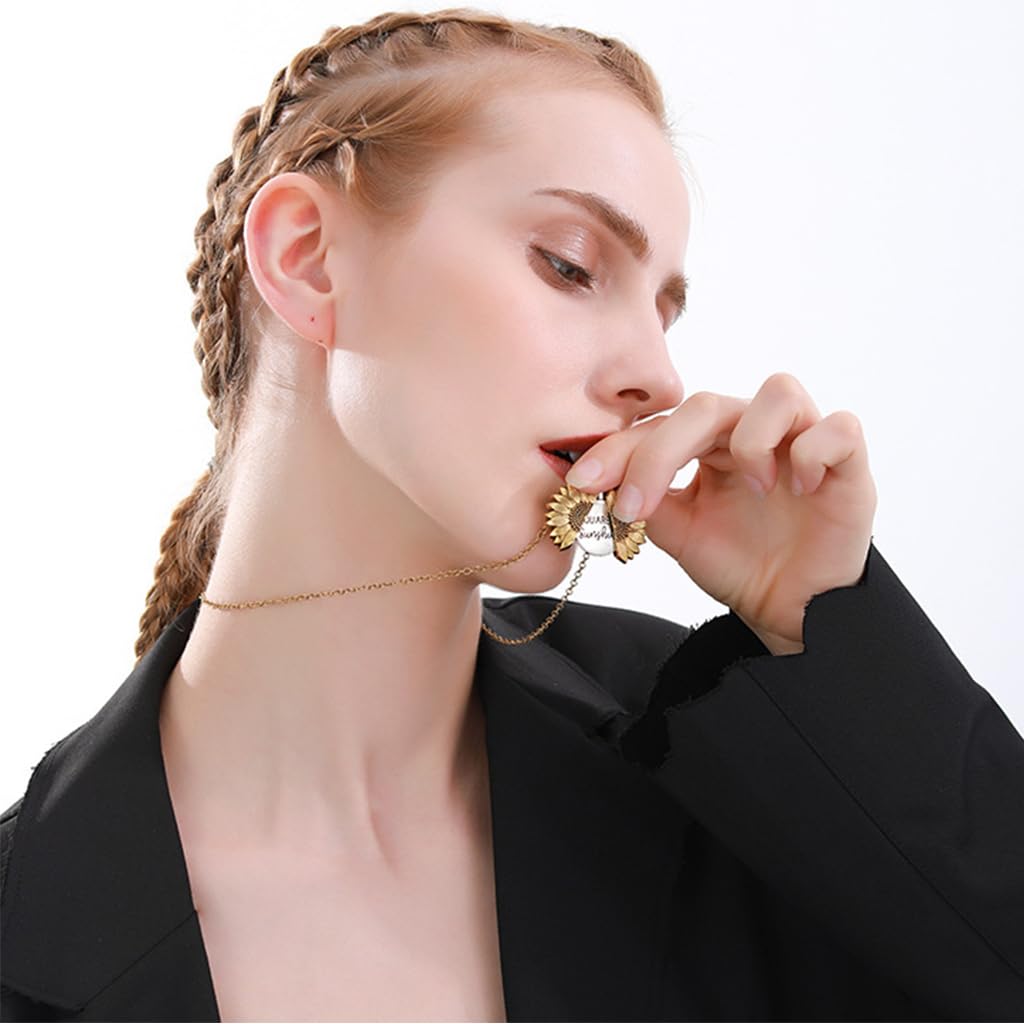 SANNIDHI Necklace for Women, Girls Stylish Chain Sunflower Pendant for Girls, Women Engraved Metal Necklace with Gift Box for Couples, Best Friends, Pendant for Girlfriend & Boyfriend - Golden SANNIDHI Necklace for Women, Girls Stylish Chain Sunflower Pendant for Girls, Women Engraved Metal Necklace with Gift Box for Couples, Best Friends, Pendant for Girlfriend & Boyfriend - Golden